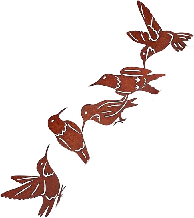 Rusty Metal Bird Garden Ornaments Weather Outdoor Decoration for Patios Yard Landscape Art Durability Outdoor Metal Animal Sculptures