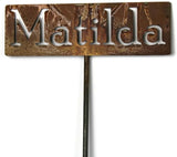 Classic Metal Garden Markers Clearance Items 20 to 33 Inches Tall (Matilda, Naturally Rusted)