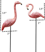 MUAMAX Miniature Flamingo Picks 2 Pack Fairy Garden Accessories Pink Miniature Garden Flamingo Figurines Decorative Plant Stakes for Pots Ornaments