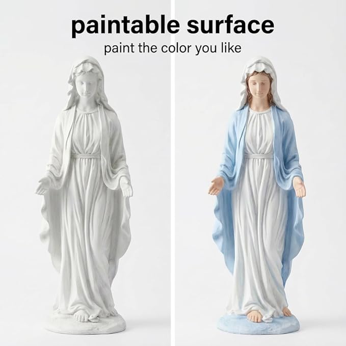 Virgin Mary 29.3 Inch Outdoor Statue Garden Decor Statues Mother Religious Blessed Catholic Mother Mary Yard Patio Deck Home Hallway Entryway Sculpture