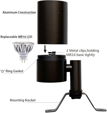 Arrownine Landscape Lighting Moonlighting Tree Down Lighting Fixture,Low Voltage 12V Outdoor Lighting Wall Mounted Down Lights Replaceable MR16 LED Lamp Warm White Bronze Color with Bulb