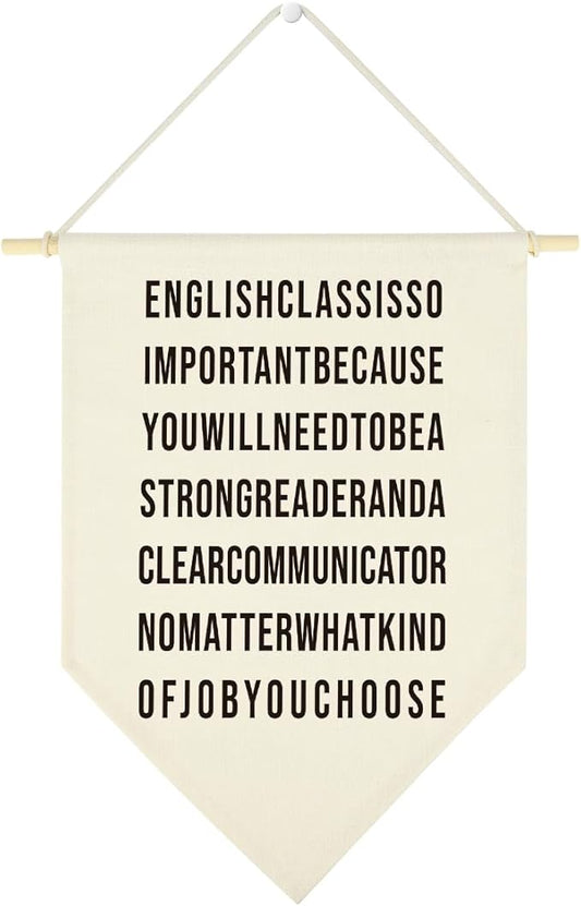Funny English Classroom Hanging Pennant Flag Humorous Middle High School Hanging Flag Best English Grammar Language Must Haves Wall Decor