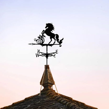 3D Animal Metal Weather Vane, Roof Weather Vane, Weather Direction Indicator, Garden Statue, Garden Windmill, Roof Decoration Accessories for Garden, Yard, Roof Decoration (Mustang)