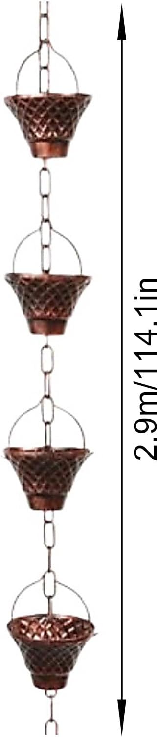 Antique Bronze Meshes Rain Chain Decorative Hanging Gutter for Artistic Garden Drainage and Decoration Rusts