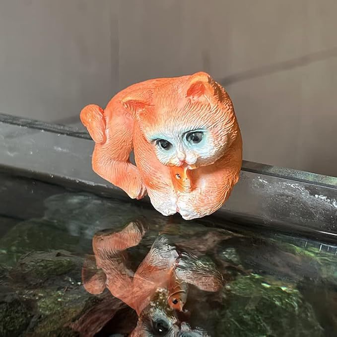 3 Pcs Resin Hanging Cat Figurines Planter Pot Hanger Miniature Fairy Garden Terrarium Edge Decor Flower Pot and Vase Hugger Hanging Animals Ornaments for Patio, Yard, Balcony