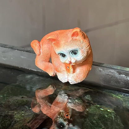 3 Pcs Resin Hanging Cat Figurines Planter Pot Hanger Miniature Fairy Garden Terrarium Edge Decor Flower Pot and Vase Hugger Hanging Animals Ornaments for Patio, Yard, Balcony