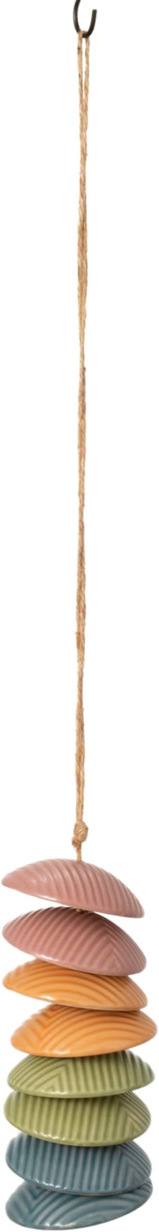 Woodstock Chimes Ceramic Disc Chime 26" Rainbow Wind Chime for Outside, Ceramic Shell Design Chimes for Garden Porch, Patio Decor, Unique Gift CCMUL