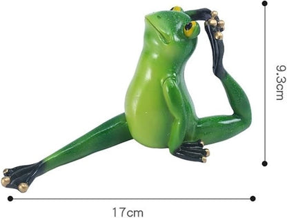 Cute Statues Frog Statue Outdoor Garden Sculptures for Yard Lawn Resin Animal Figurines Yoga Art Backyard Decor(Half Pigeon Pose)