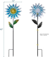 43 Inches Decorative Garden Stakes, Hand-Painted Multicolor Outdoor Metal Flower Garden Decorations, 3D Sunflower Metal Yard Art, Outdoor Lawn Pathway Patio Ornaments