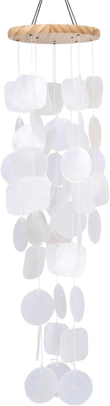 Taman Shell Wind Chimes for Outside - 32" Handcrafted Capiz Shell Windchime Coastal Decor Valentine's Day Gift for Indoor/Outdoors, Garden,Yard,Coastal,Beach Decor, Women