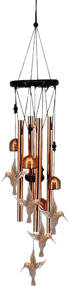 Wind Chimes Outdoor Clearance 32.2" luminum Tube Windchime with S Hook Decorative Wind Chime Hummingbird Gifts for Patio, Porch, Home Décor, Modern, Art Décor, Bronze