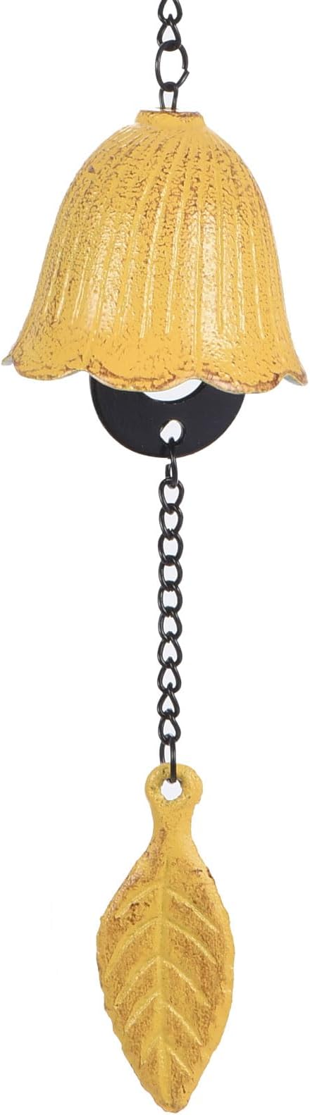 PATIKIL Japanese Wind Chime, Temple Bells Retro Outdoor Hanging Metal Iron Wind Chime for Outside Garden, Leaf, Yellow