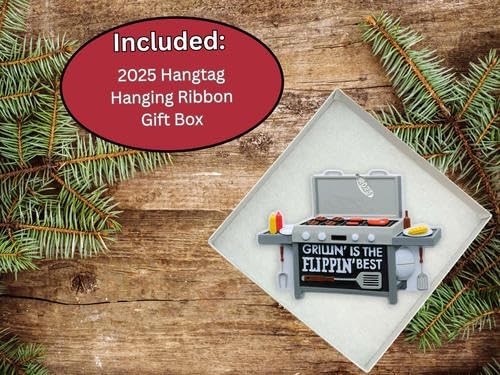 BBQ Ornament, 2026 Christmas Ornaments - Grill, Grilling or Smoker Gift - Easy to Personalize at Home - Comes in a Gift Box so It's Ready for Giving