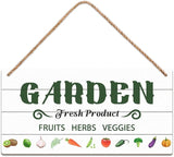 SCAZOMV Garden Sign Decor Garden Fresh Product Fruits Herbs Veggies Funny Outdoor Decorative Backyard Patio Farmhouse Potting Shed She Shed Personalized Wooden Hanging Plaque 5"X 10"