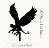 Black Flying Monkey Metal Garden Ground Insert Decorations Cute Tree Decorative Outdoor Statues Garden Metal Animal Statues