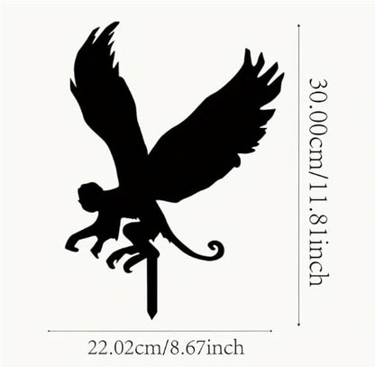 Black Flying Monkey Metal Garden Ground Insert Decorations Cute Tree Decorative Outdoor Statues Garden Metal Animal Statues