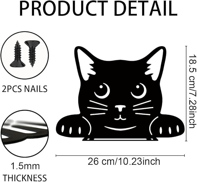 WADORN Metal Black Cat Garden Decor, Cat Silhouette Decorative Garden Stake Kitten Yard Art Cute Animal Wall Decor for Cats Lover Farmhouse Statue for Garden Backyard Patio Lawn Home Outdoor Decor