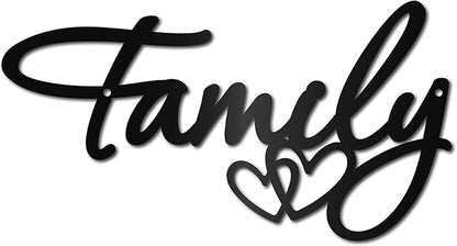 CREATCABIN Family Metal Wall Art Decor Black Wall Silhouette Hanging Decor Iron Wire Wall Art Sculpture Decoration Sign Cut Out Minimalist Blessed Ornament for Farmhouse Indoor Outdoor Home 6 x 12Inch
