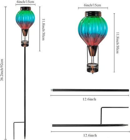 Solar Garden Lights Outdoor Waterproof with Hot Air Balloon, Led Garden Lights Outdoor Solar Landscape Stake Light Decor for Outside Pathway Walkway Yard Patio