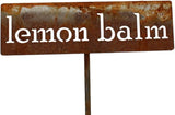 Classic Metal Garden Markers 19 Inches Tall (lemon balm, Naturally Rusted)