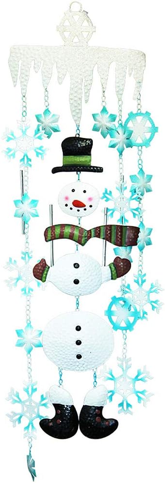 Juegoal Christmas Snowman Wind Chimes with Metal Snowflake, Large for Kids, Xmas Holiday Party Indoor Outdoor Hanging Decoration, 33 Inch