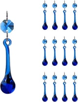 12pcs Raindrop Crystal Chandelier Prisms Parts, 53mm Hanging Crystals Beads for Chandeliers, Home Decoration (Mid Blue)