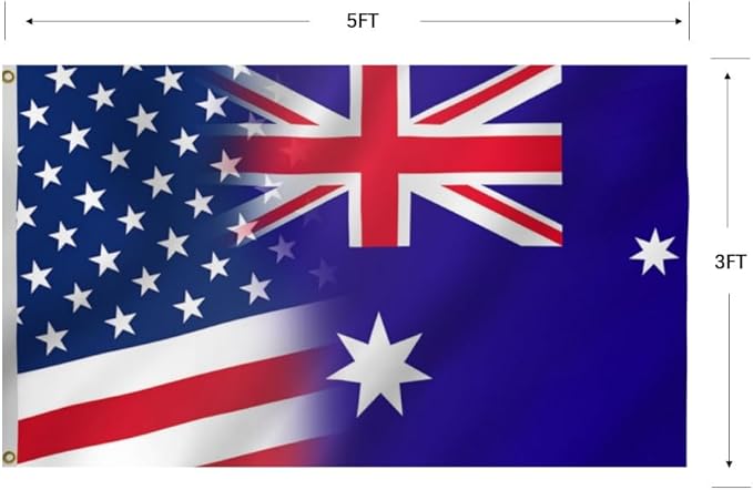 USA Australia Combination Flag 3X5FT, American Australian Flags,Both Sides Printed, Men Women Banner,Vibrant Colors, Double Stitched with 2 Brass Grommets, Bar Garden Street Decoration, GYM, Office Decor,Indoor Outdoor Use,Gifts. (US-AUS-X, 3x5ft)