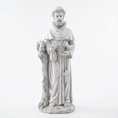 St Francis Garden Yard Decor Statues 30.7 Inch Saint Francis of Assisi Catholic Christian Lawn Patio Outdoor Sculptures Magnesium Oxide Stone Garden Art Decorations，Grey
