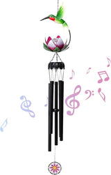MUMTOP Solar Wind Chimes for Outside - Hummingbird with Lotus Crack Glass Ball Lights Wind Chimes Outdoor Unique, Windchimes Clearance for Garden, Patio,Yard Decor Gift