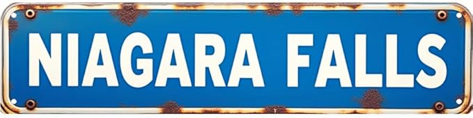 Vintage "NIAGARA FALLS" Tin Sign 16 * 4 Inches, Outdoor Sign for Patio Garage Bedroom Bar, Unique Wall Decor Mens Room Accessories Retro Home Decor