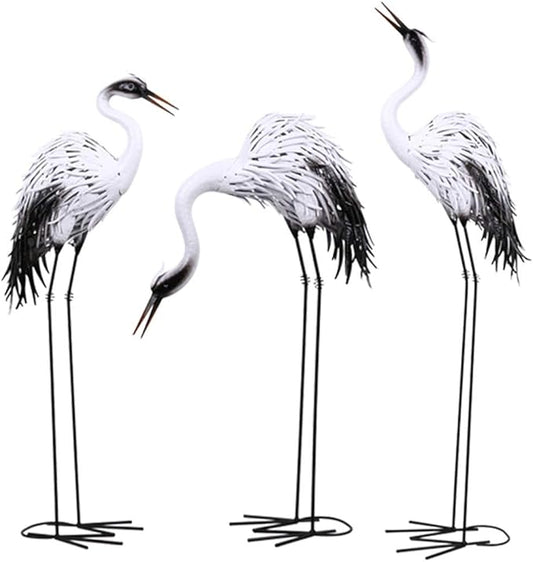 Outdoor Garden Large Statue Animal Sculpture Gift Outdoor Statues Simulation Animal Garden Statue, Garden Iron Floor Ornaments, Creative Outdoor Crane Sculpture, Exquisite Figurines(80+95+118cm)