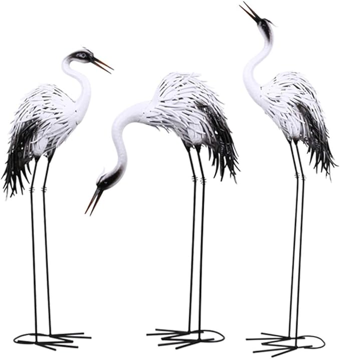Outdoor Garden Large Statue Animal Sculpture Gift Outdoor Statues Simulation Animal Garden Statue, Garden Iron Floor Ornaments, Creative Outdoor Crane Sculpture, Exquisite Figurines(118cm)
