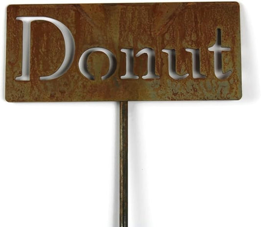 Classic Metal Garden Markers Clearance Items 20 to 33 Inches Tall (Donut, Naturally Rusted)