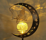 Moon Solar Lights Outdoor Waterproof Metal Fairy Moon Solar Lanterns for Garden, Patio, Yard, Gift for Women, Mom, Family Solar Powered, Durable, Garden Decor Figurine Lights