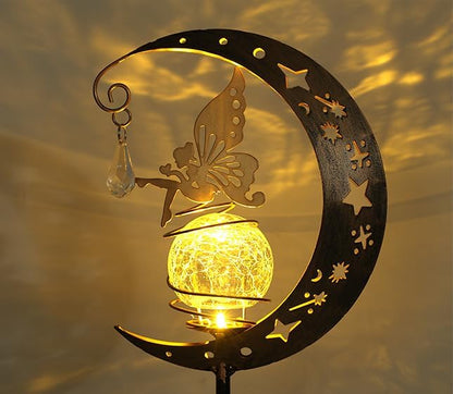 Moon Solar Lights Outdoor Waterproof Metal Fairy Moon Solar Lanterns for Garden, Patio, Yard, Gift for Women, Mom, Family Solar Powered, Durable, Garden Decor Figurine Lights