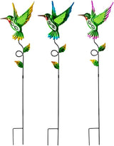 3 Pcs Hummingbird Decorative Garden Stakes,Metal Yard Art for Lawn Pathway Patio Plant Pot Flower Bed Ornaments Spring Outdoor Decor