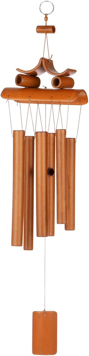 M METERXITY 1-Pack Bamboo Wind Chimes, Wooden Wind Chimes with Melody Deep Tone, 24 Inch Owl Wood Wooden Wind Chimes for Indoor Outdoor Decorations/Backyard [Retro Color]