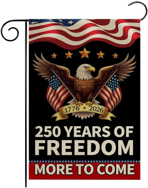 ZXvZYT 250 Years America Garden Flag,Eagle Design,USA 250th Anniversary Patriotic Design Flags Banner Double Sided Flax Outdoor Yard Decorative(12"x 18")