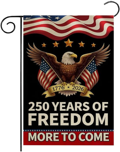 ZXvZYT 250 Years America Garden Flag,Eagle Design,USA 250th Anniversary Patriotic Design Flags Banner Double Sided Flax Outdoor Yard Decorative(12"x 18")