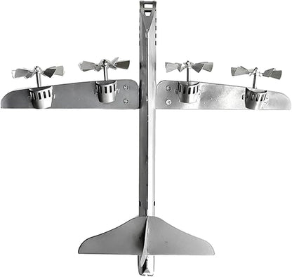 Wind Spinner Statue Aircraft Windmill Airplane Model with Metal Stake Decorative Figurine Iron Art Sculpture for Lawn