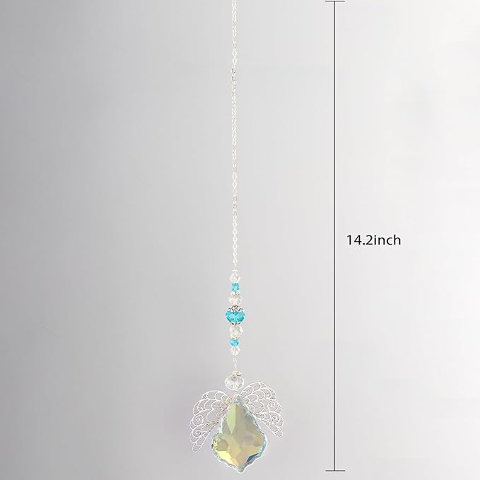 Suncatcher Crystals Bulk,Large Winged Lute Shaped Suncatcher,Crystal Angels for Outdoor Decor