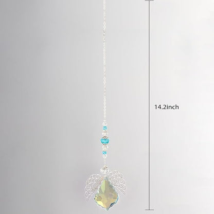 Suncatcher Crystals Bulk,Large Winged Lute Shaped Suncatcher,Crystal Angels for Outdoor Decor
