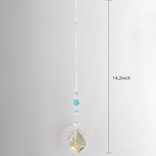 Suncatcher Crystals Bulk,Large Winged Lute Shaped Suncatcher,Crystal Angels for Outdoor Decor