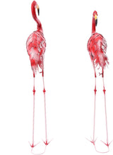 Outdoor Flamingo Garden Statues Set of 1/2/3, Metal Lawn Art Decorations with Rustproof Iron, Lifelike Tropical Bird Sculpture for Yard Patio Terrace Wedding Birthday Gift