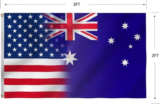 USA Australia Combination Flag 2X3FT, American Australian Flags,Both Sides Printed, Men Women Banner,Vibrant Colors, Double Stitched with 2 Brass Grommets, Bar Garden Street Decoration, GYM, Office Decor,Indoor Outdoor Use,Gifts. (US-AUS-Z, 2x3ft)