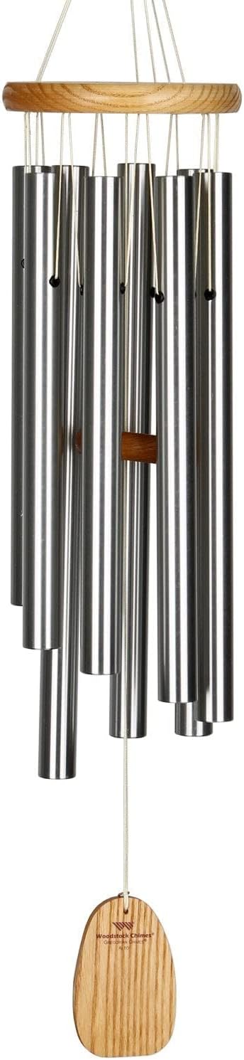 Woodstock Wind Chimes Garden Decor for Outside Outdoor Patio Decor 27" Inspirational and Memorial Sympathy Wind Chime Porch Decor Gregorian Wind Chime Alto Silver Wind Chimes (Gas)