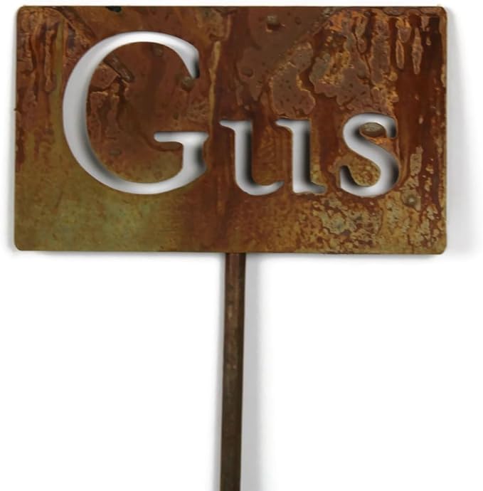 Classic Metal Garden Markers Clearance Items 20 to 33 Inches Tall (Gus, Naturally Rusted)