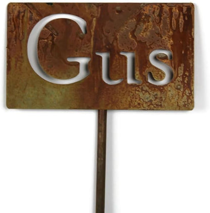 Classic Metal Garden Markers Clearance Items 20 to 33 Inches Tall (Gus, Naturally Rusted)