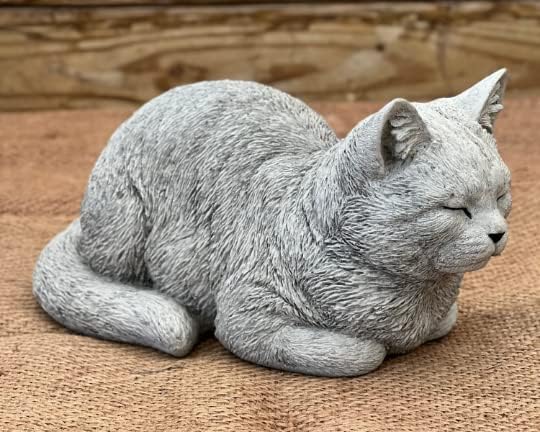 Cute Laying Kitty Resting Cat Statue Sleeping Cat Figurine Pet Memorial Stone Cat Concrete Garden