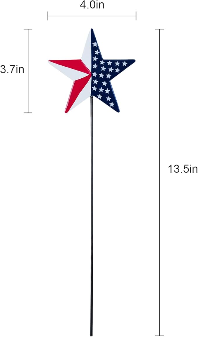 hogardeck 4th of July Decorations Outdoor, 6 PCS Metal Patriot Star Decorative Garden Stakes for Fourth of July Decorations, Patriotic Yard Signs for Garden Memorial Day Decorations